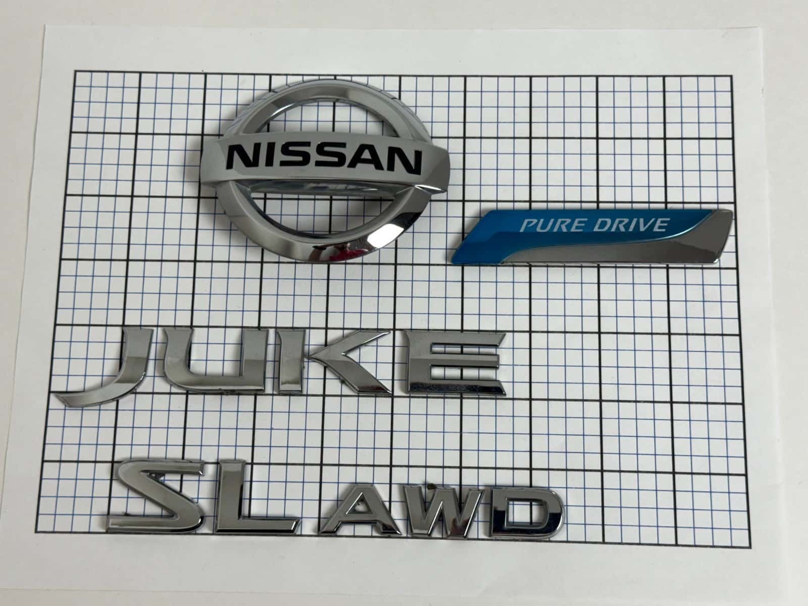 Nissan JUKE SL AWD PURE DREIVE trunk liftgate emblem full set genuine OEM