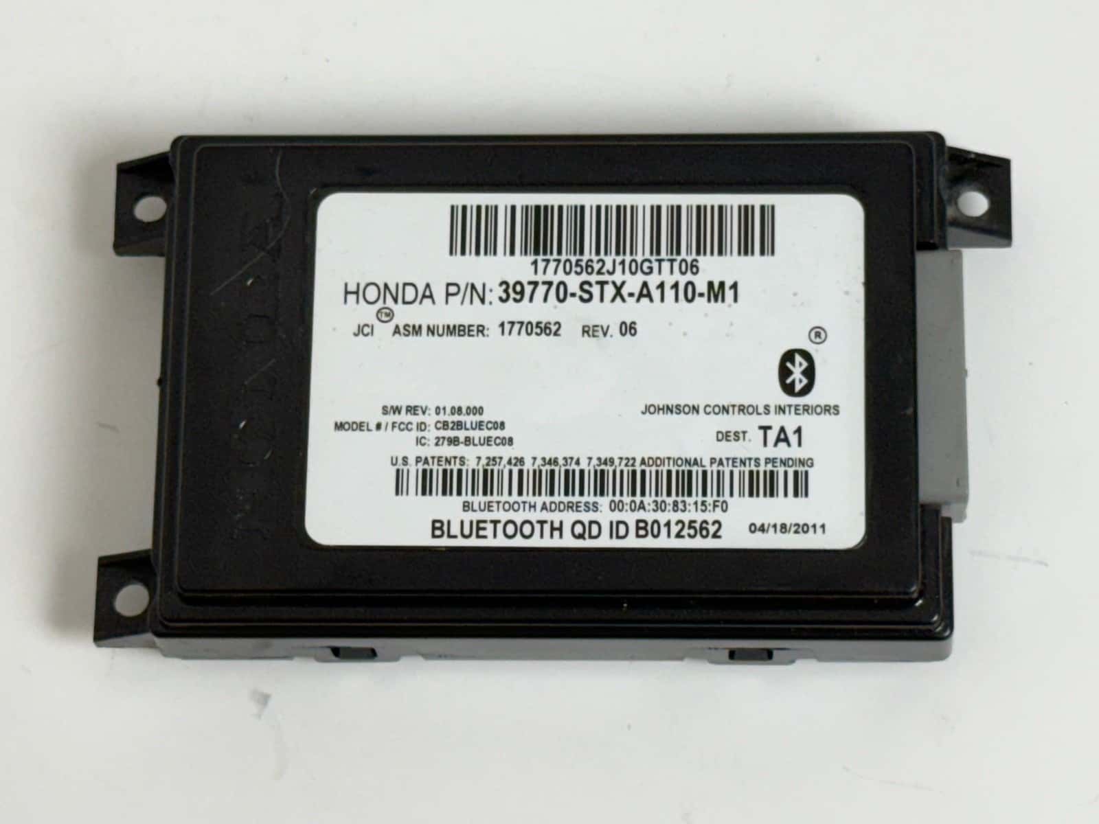 2010-2013 ACURA MDX BASE TRIM HFL HFT OEM Bluetooth Module 39770-STX-A110-M1