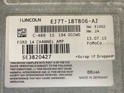 2013-2019 LINCOLN MKC Lear THX amplifier 14 Channel OEM EJ7T-18T806-AJ