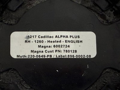 Cadillac CTS 2015 - 2019 Right side Star Blind Spot LED Heated Mirror Glass