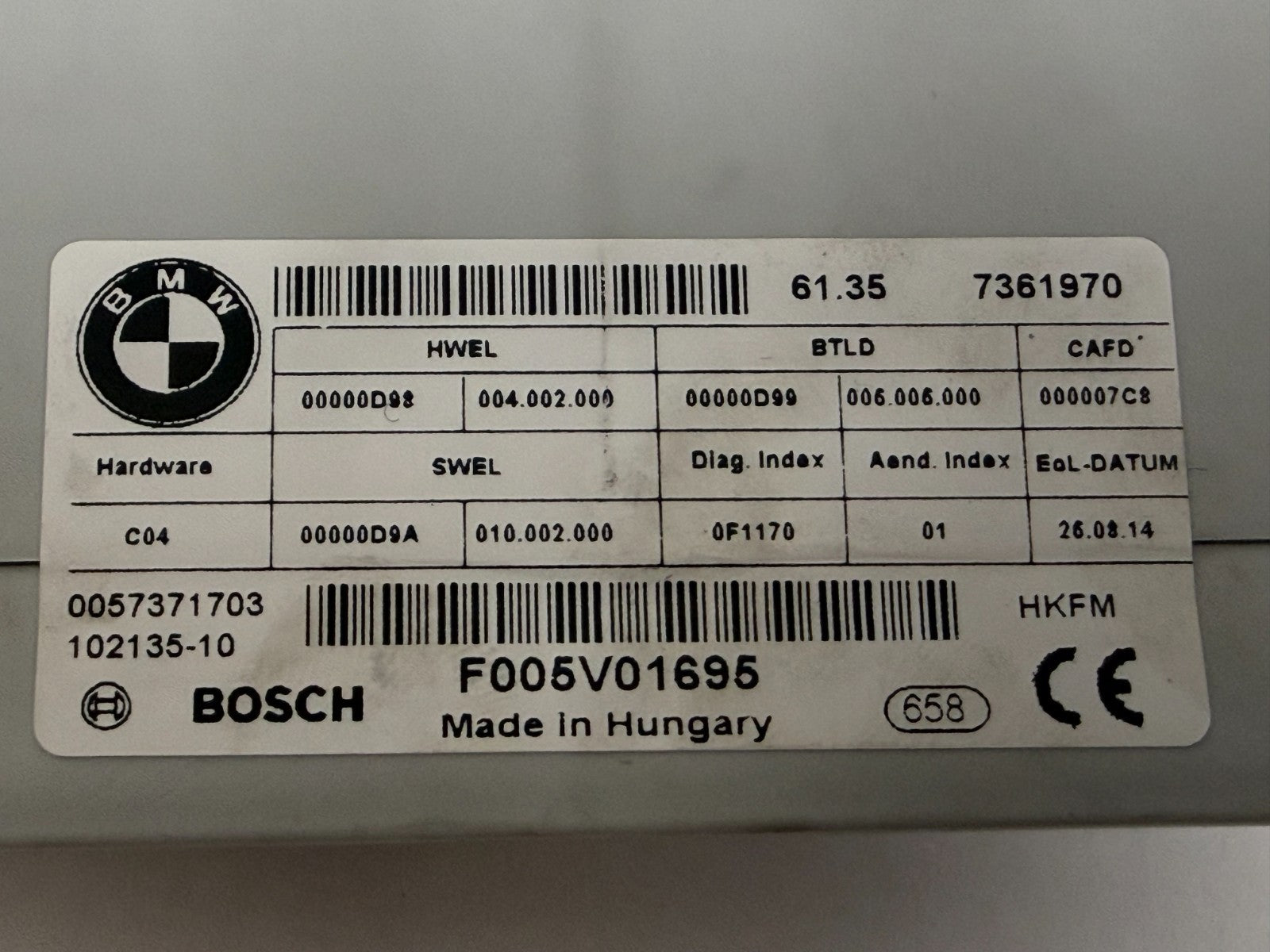 2011-2016 BMW F10 5-Series Tailgate Trunk Lid Lift Control Module 7361970 OEM