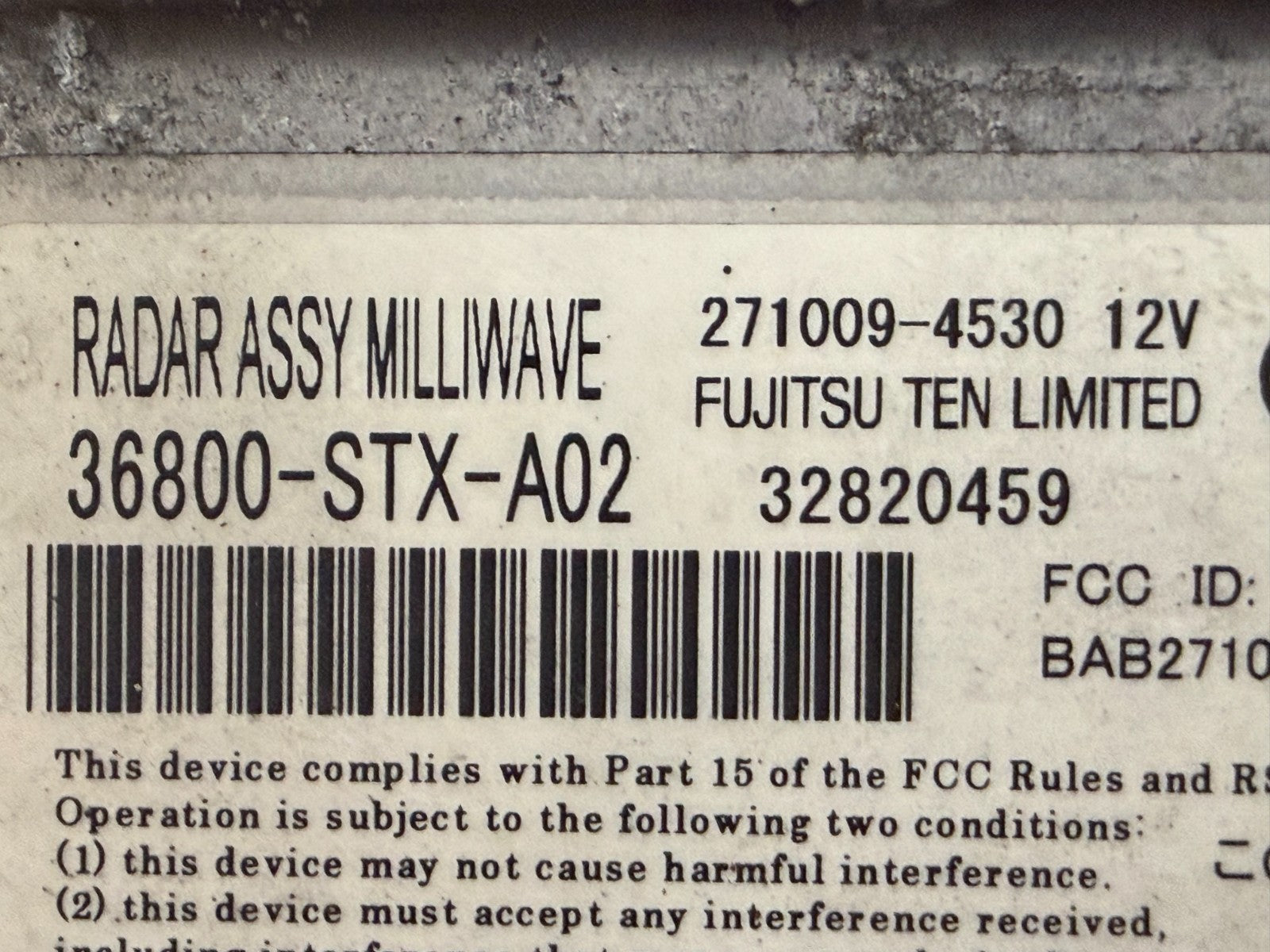 2010-2013 Acura MDX Advance Radar Milliwave Distance Sensor OEM 36800-STX-A02