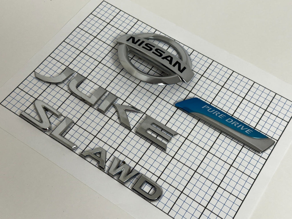 Nissan JUKE SL AWD PURE DREIVE trunk liftgate emblem full set genuine  OEM