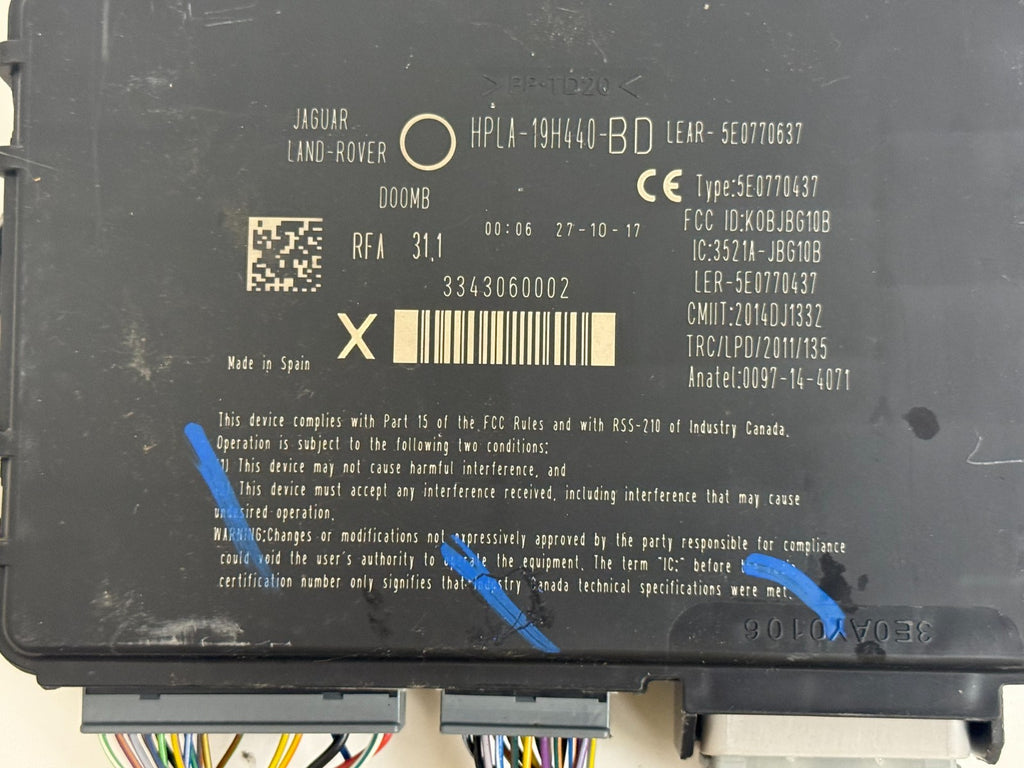 2017-2020 Jaguar Land Rover Keyless Entry RFA KVM Module HPLA19H440BD OEM