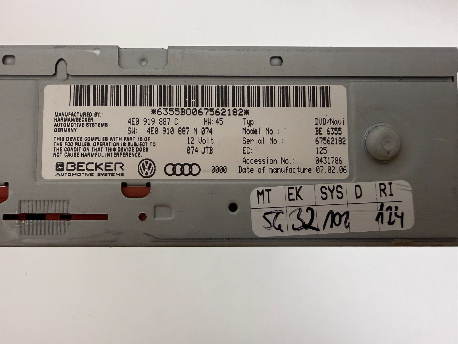 2005-2011 Audi A6 A8 Q7 S6 S8 MMI 2G GPS Navigation DVD Drive 4E0919887C OEM