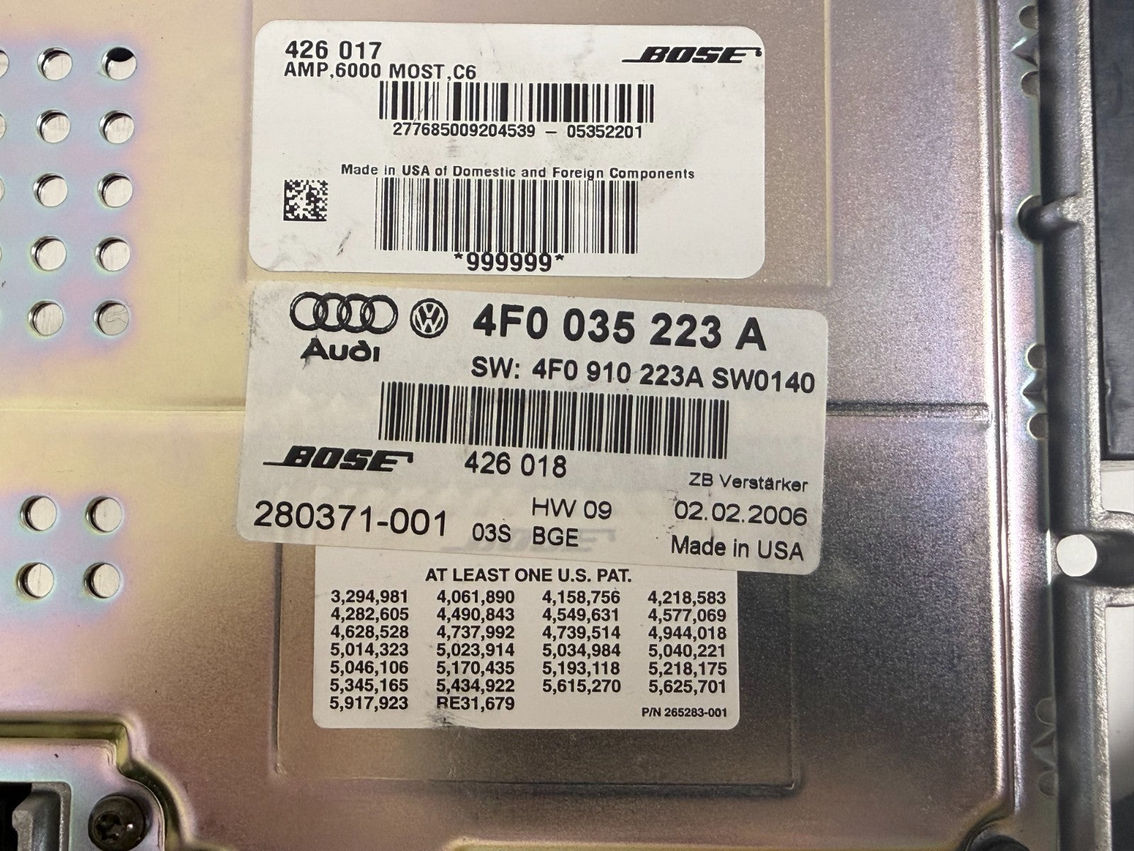 2005-2006 Audi A6 C6 BOSE Premium Sound Main Amplifier Amp OEM 4F0035223A