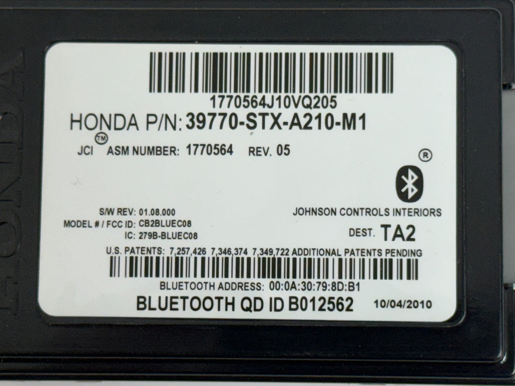 2010-2013 ACURA MDX TECH ADVANCE HFL HFT OEM Bluetooth Module 39770-STX-A210-M1