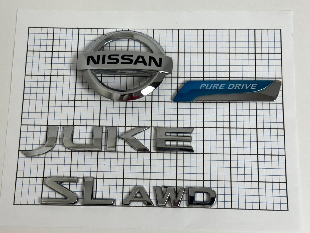 Nissan JUKE SL AWD PURE DREIVE trunk liftgate emblem full set genuine  OEM