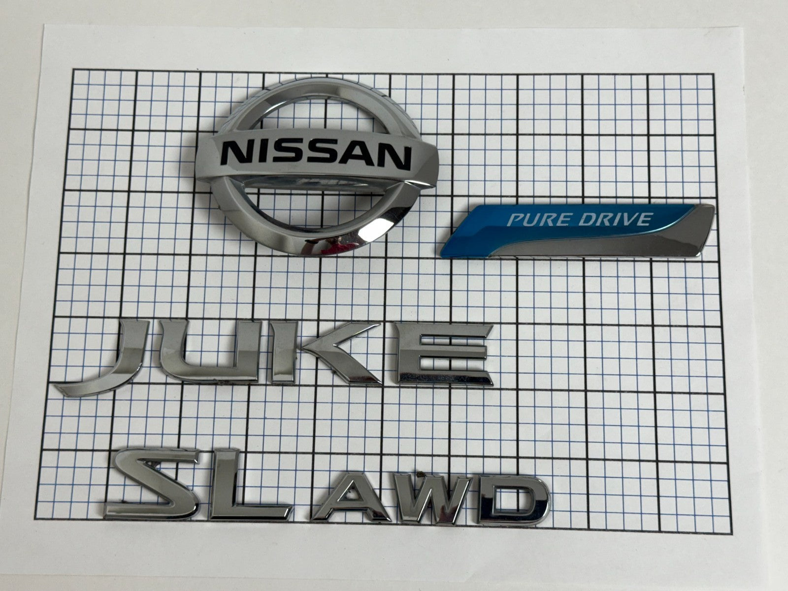 Nissan JUKE SL AWD PURE DREIVE trunk liftgate emblem full set genuine  OEM
