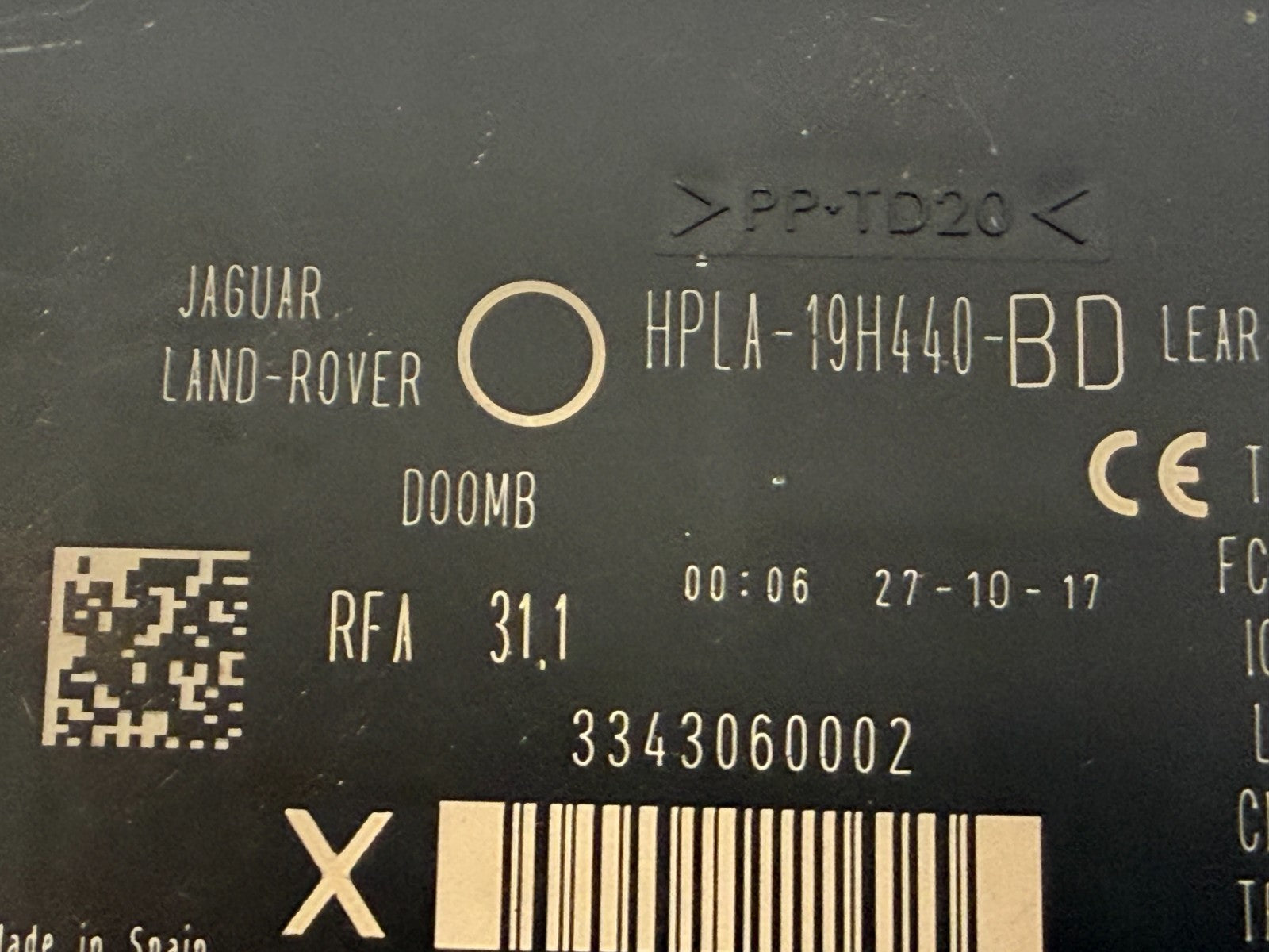 2017-2020 Jaguar Land Rover Keyless Entry RFA KVM Module HPLA19H440BD OEM