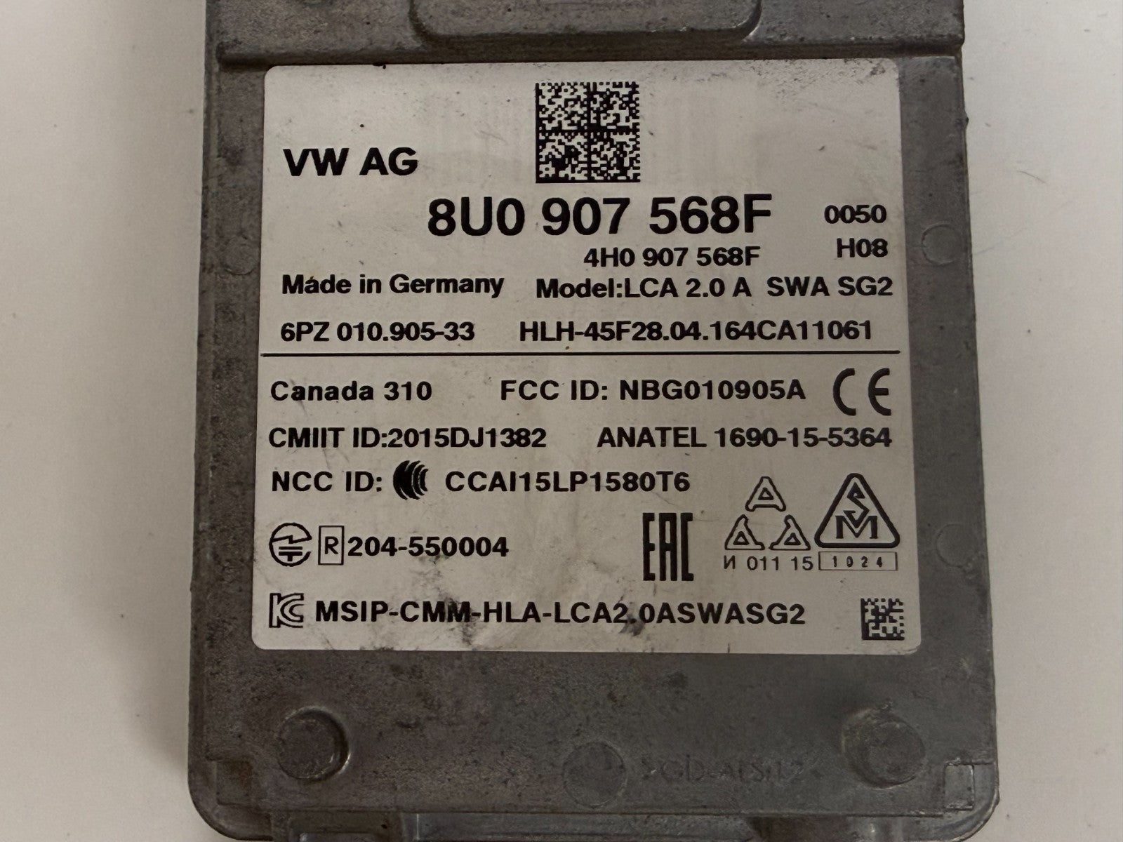 2015-2018 Audi Q3 Left Blind Spot Lane Change Radar Module 8U0907568F OEM
