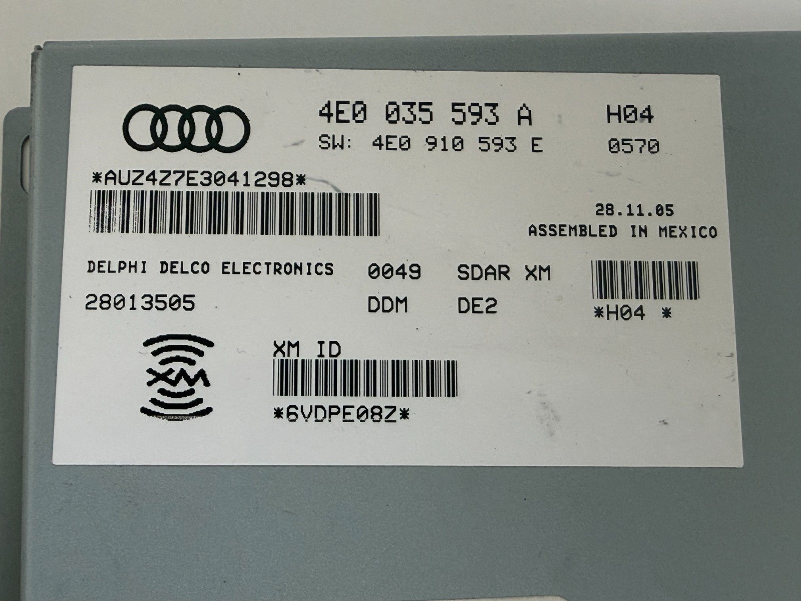 2005-2007 AUDI A6 S6 A8 S8 Q7 OEM Sirius XM SDAR Satellite Radio Receiver Module