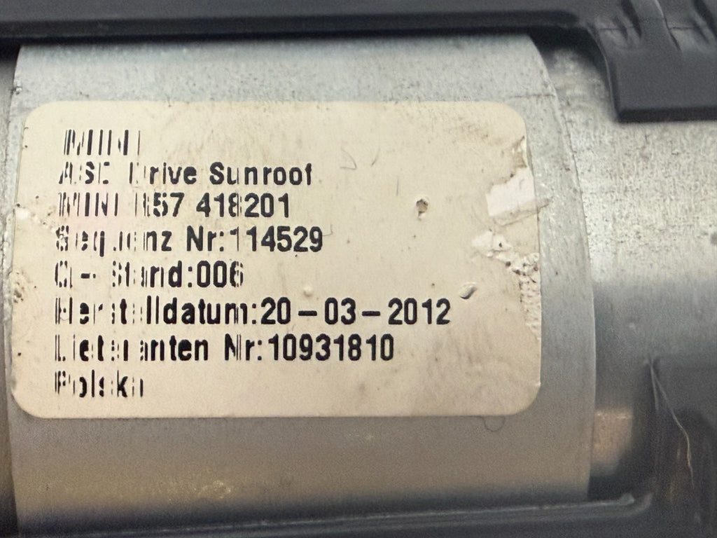 2009-2015 MINI Cooper R57 Convertible Top Sliding Sunroof Motor 54342758446 OEM