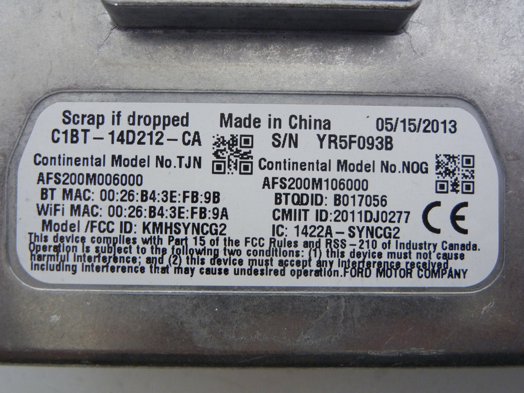 FORD Fiesta ST 2014 Sync Voice Module C1bt-14d212-ca