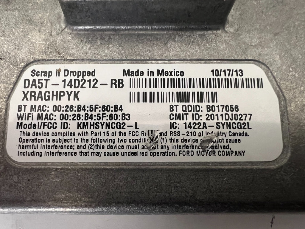 FORD Fusion 2013 SYNC Voice Control Module APIM Ds7t-14f239-br
