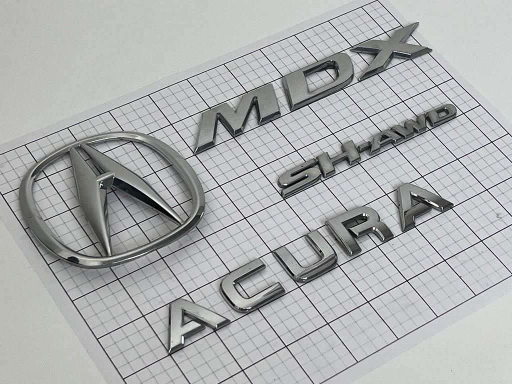 ACURA MDX Sh-awd 2007 2008 2009 - 2012 Rear Trunk Emblem Badge Logo Full Set