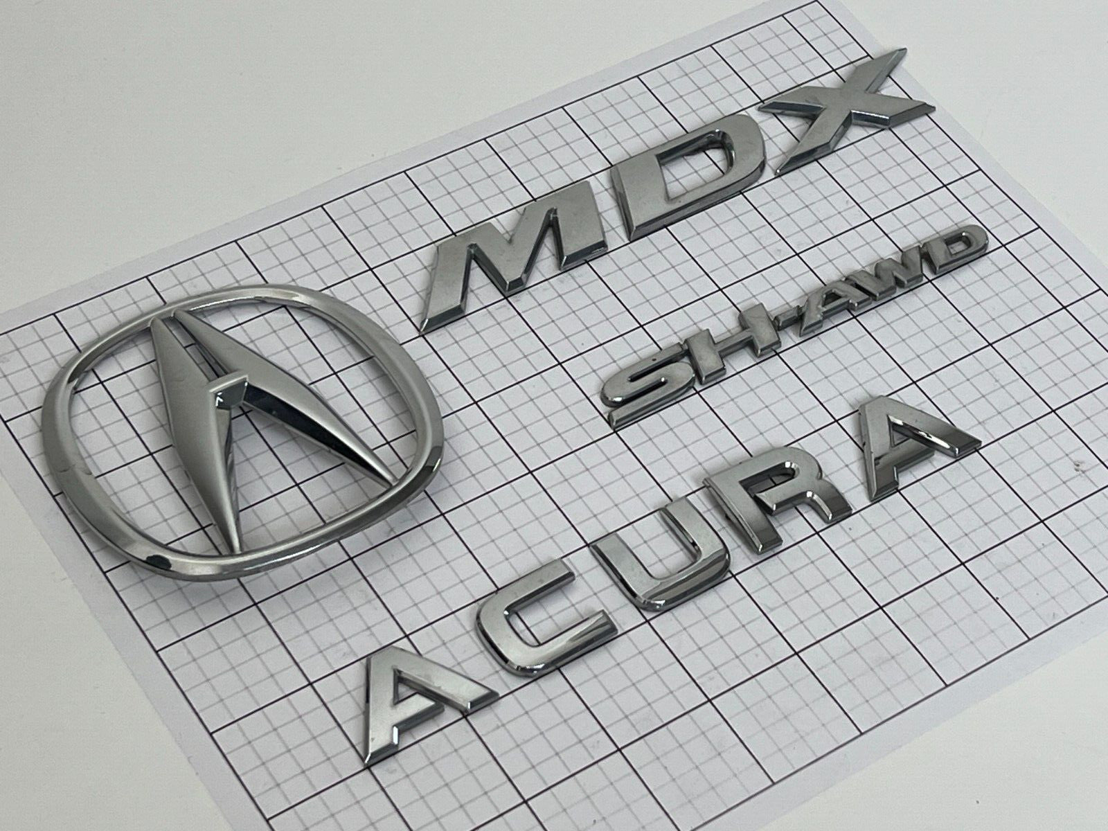 ACURA MDX Sh-awd 2007 2008 2009 - 2012 Rear Trunk Emblem Badge Logo Full Set