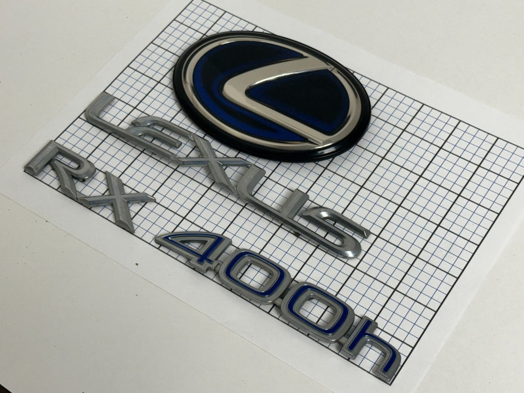 LEXUS Rx400h Blue 2006 - 2008 Rear Trunk Oval Emblem Logo Full Set