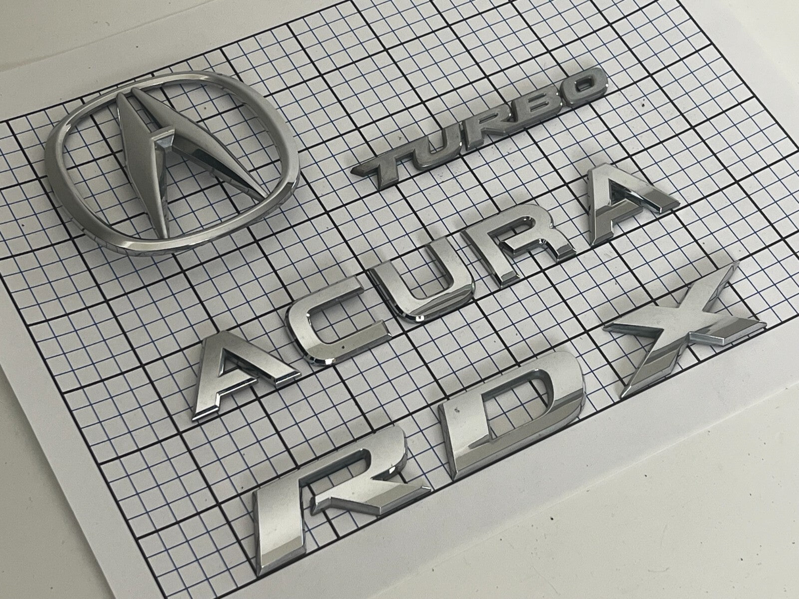 ACURA RDX Turbo 2007 2008 2009 2010 2012 Rear Trunk Emblem Badge Logo Set