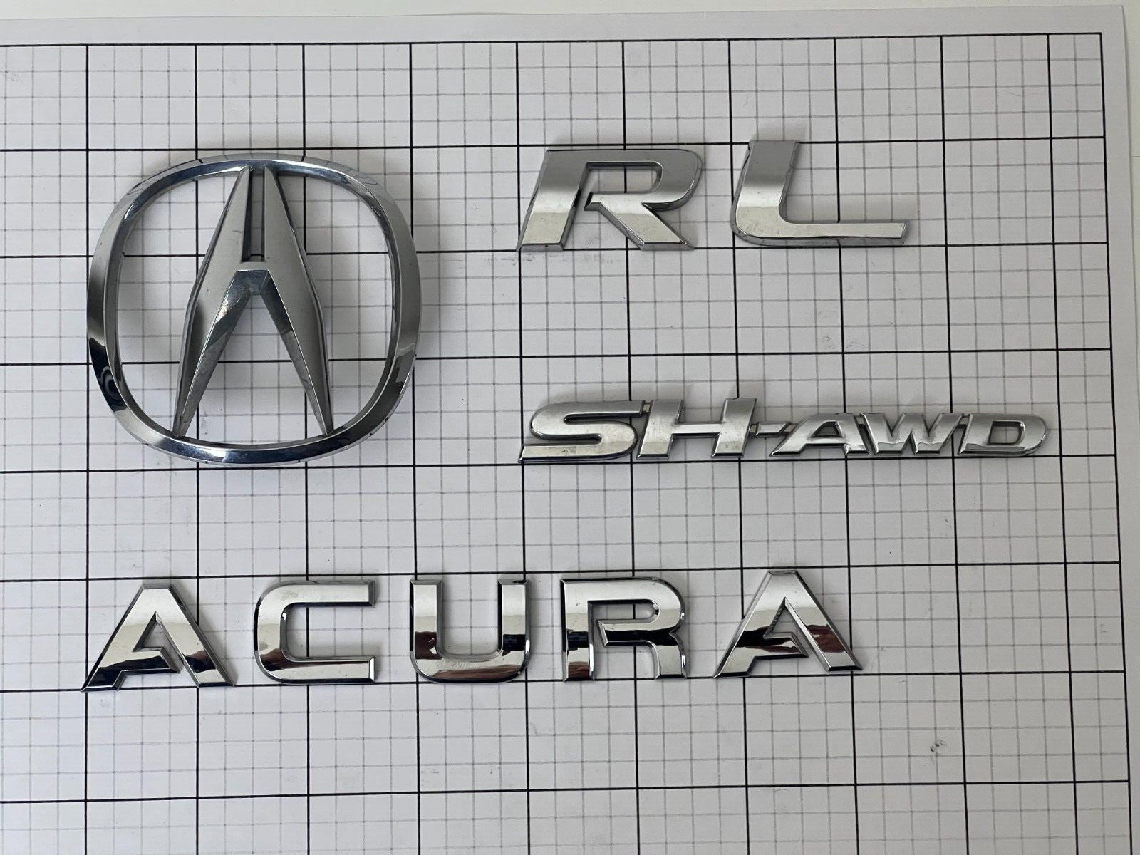 ACURA RL Sh-awd 2005 2006 2007 2008 Rear Trunk Emblem Badge Logo Full Set