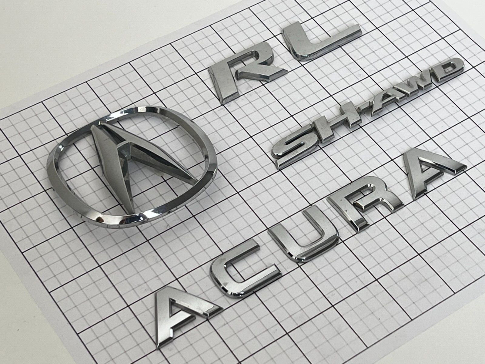 ACURA RL Sh-awd 2005 2006 2007 2008 Rear Trunk Emblem Badge Logo Full Set