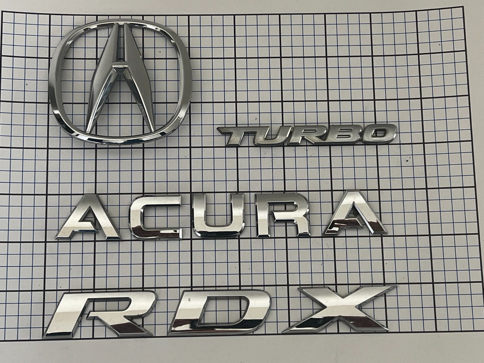 ACURA RDX Turbo 2007 2008 2009 2010 2012 Rear Trunk Emblem Badge Logo Set