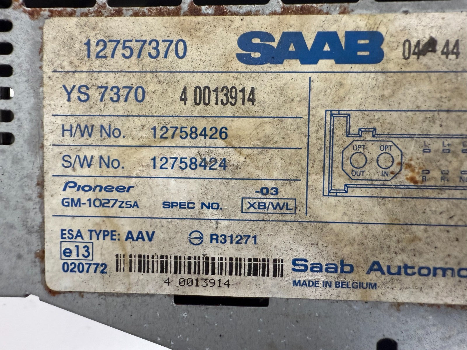SAAB 9-3 Amplifier 12757370 AMP Audio Pioneer Ys7370 2003 - 2006