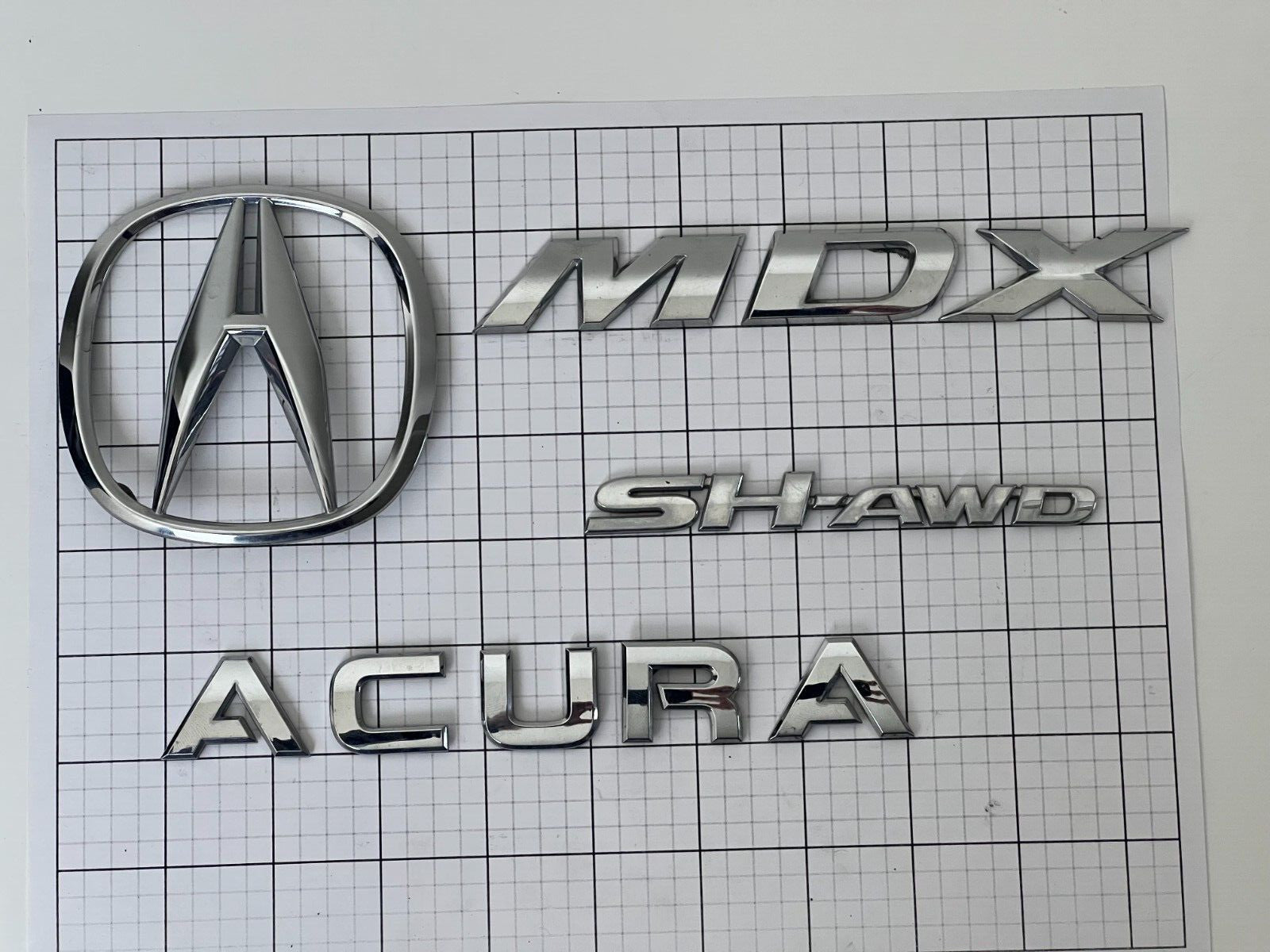 ACURA MDX Sh-awd 2007 2008 2009 - 2012 Rear Trunk Emblem Badge Logo Full Set