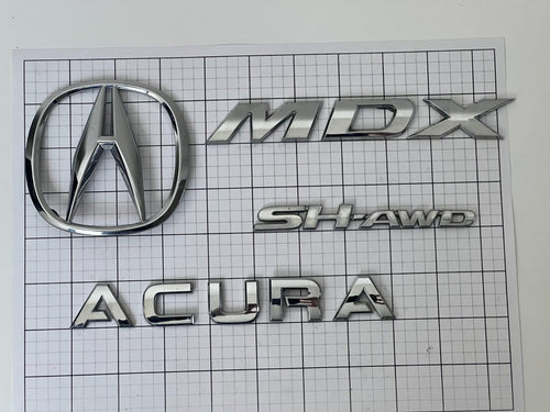 ACURA MDX Sh-awd 2007 2008 2009 - 2012 Rear Trunk Emblem Badge Logo Full Set